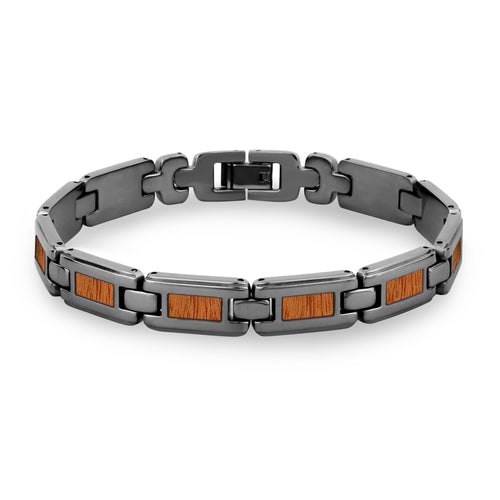 Gum Burl Men's Link Bracelet - Gunmetal - Tyalla - Woodsman Jewelry